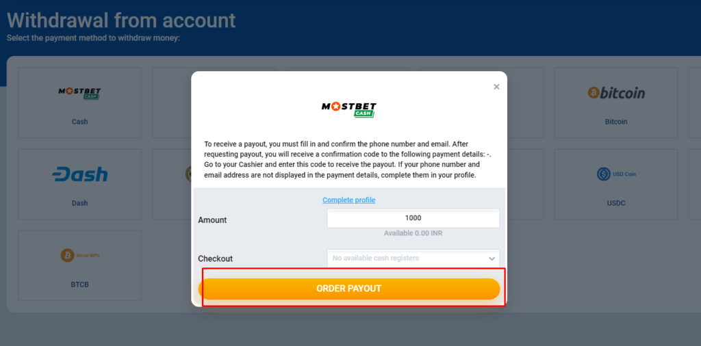 order payout mostbet